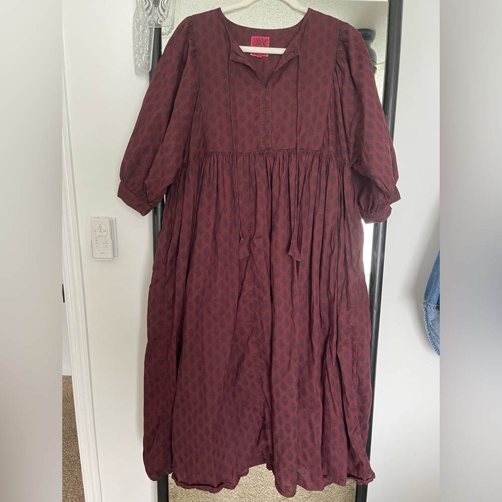 Burgundy Patterned Maxi Dress